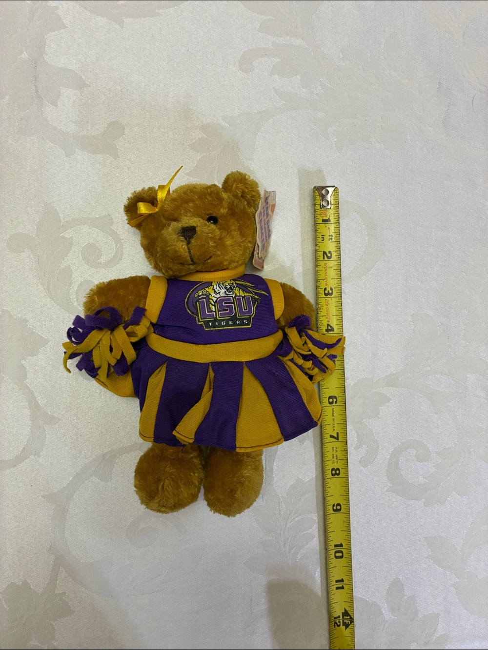 LSU Tigers Purple & Gold Cheerleader Bear Plush Bean Bag, Collegiate Licensed - Picture 8 of 8